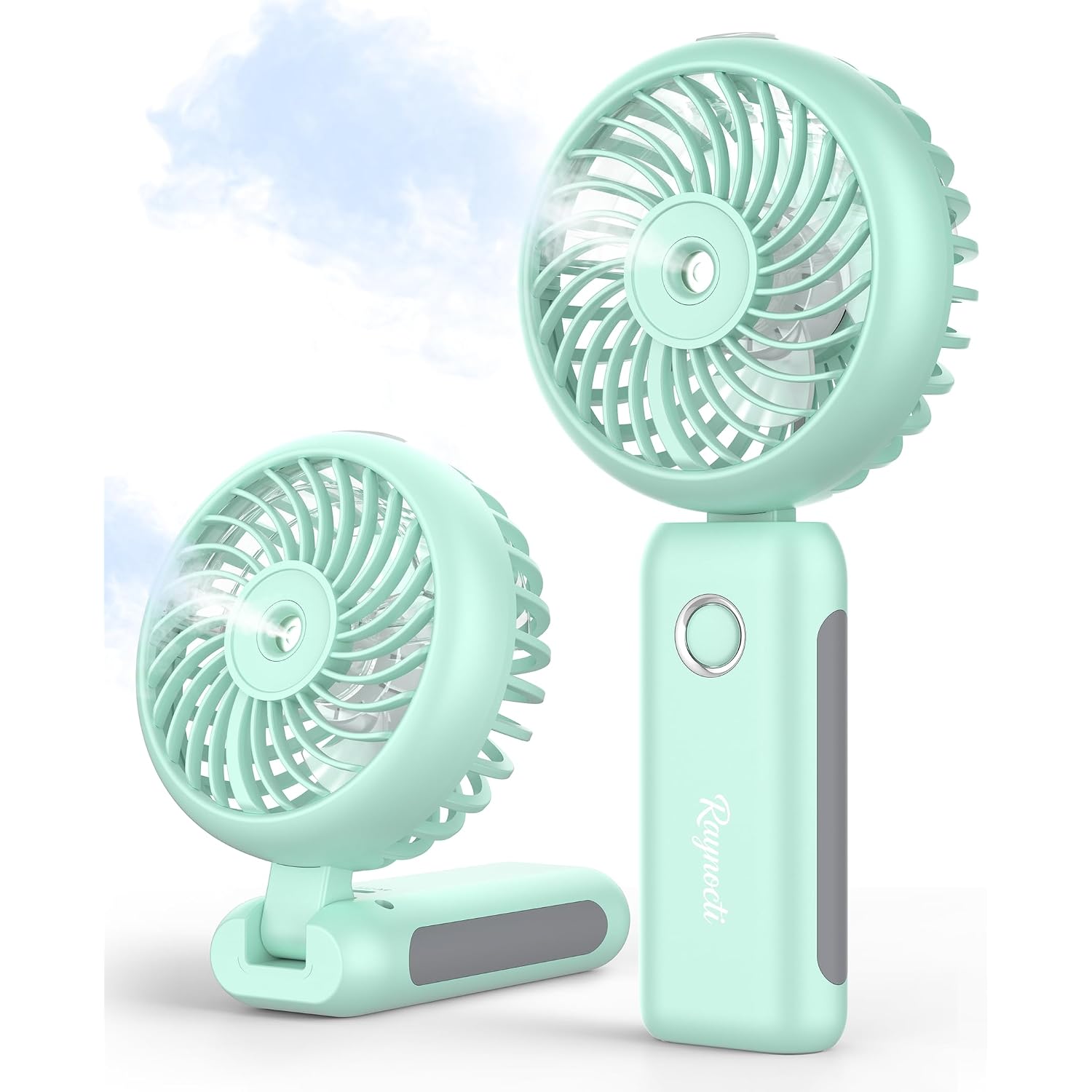 Handheld Misting Fan Portable, Small Personal Rechargeable Cooling Mister Fan Water Spray Mist, 3-Speed, 5-15 Hrs Runtime, 4000Mah Battery Operated For Travel Indoor Outdoor Hand Desk (Blue)