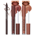 Erinde Lip Liner and Gloss Set, 2 Colors Nourishing Lip Gloss & Brown Lip Liner Combo Sets, Non-Sticky Plumping Lip Kit for Women, Lightweight Long Wear, Natural Nude Tinted Lip Glow Oil, SET B