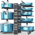 Pots And Pans Organizer For Cabinet 16.61 Height, 8 Tier Pot Organizers Rack With 3 Diy Methods, Adjustable Pan Organizer Under Cabinet Kitchen Organization And Storage