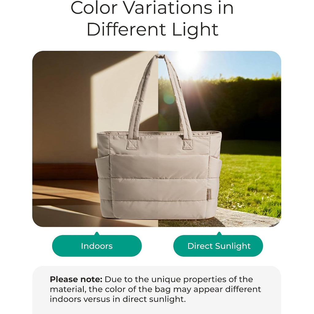Bagsmart Tote Bag For Women, Lightweight Puffy Tote Bag With Compartments Shoulder Bag Handbag For Travel, Work, Gym | Lightweight