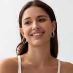Gacimy 14K Gold Plated Criss Cross Hoop Earrings for Women, 3mm Wide Double Layer Flat Crossover Hoops, Lightweight X-Shape Statement Earrings