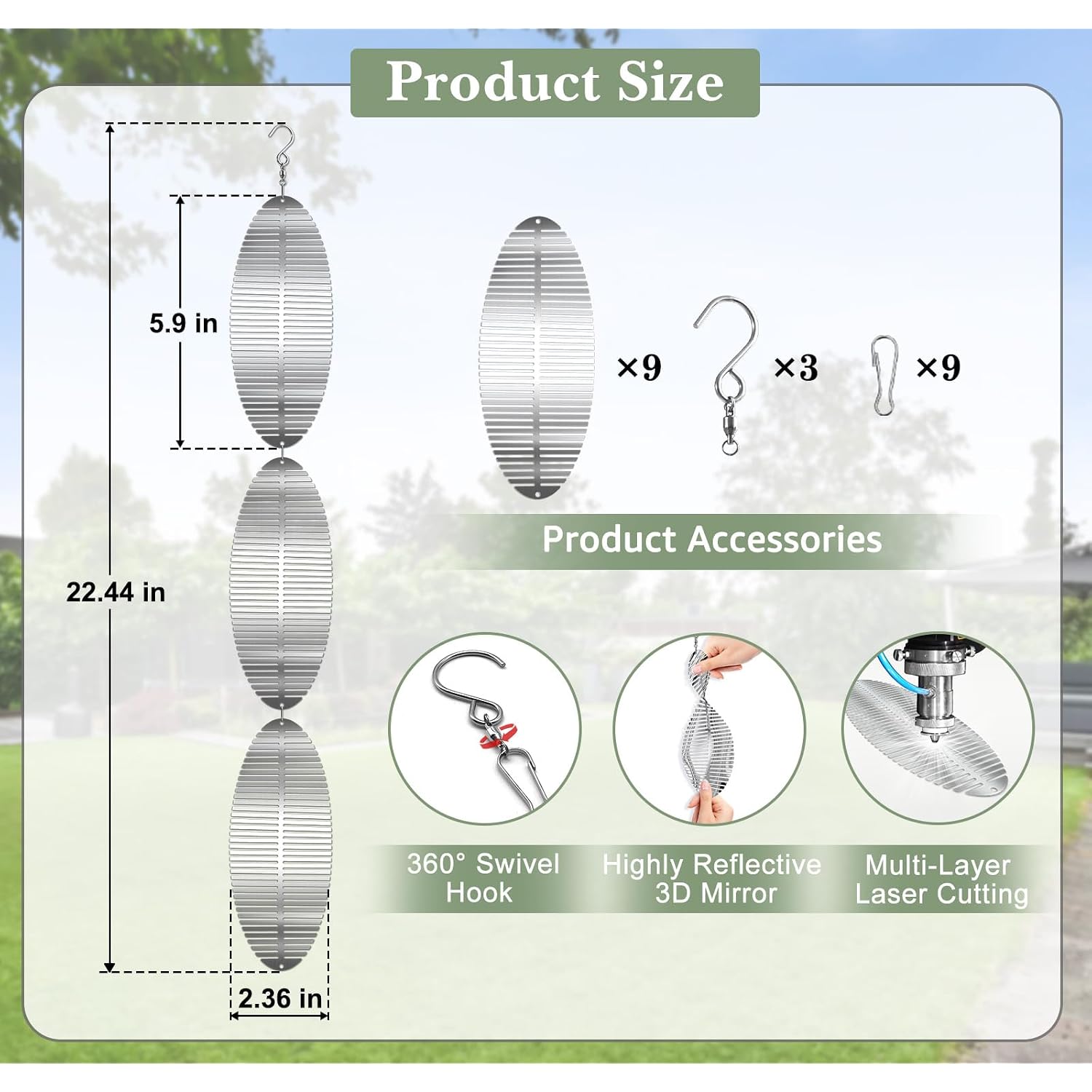 Bird Deterrents For Outside Patio, Bird Scare Devices Set Highly Reflective 3D Wind Spinners Outdoor Garden Decor, Bird Reflectors To Keep Birds Away Window Roof Yard Orchards Deck 9 Discs 3 Pcs