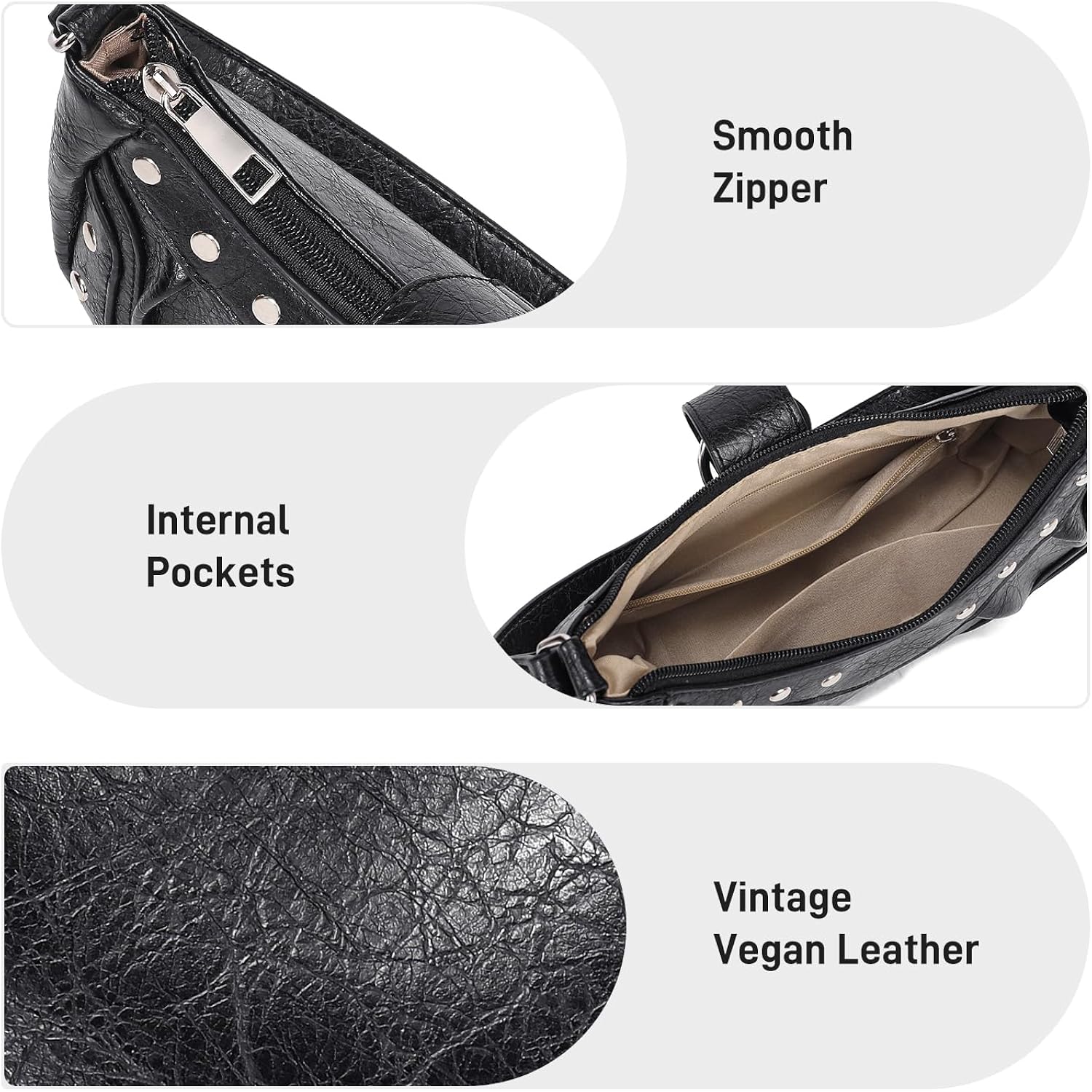 Y2K Purse Small Shoulder Bags For Women With Rivets Punk Style Goth Grunge Emo Handbag