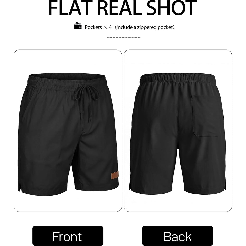 Magcomsen Mens Casual Shorts 7 Inch Chino Polyester Water Shedding Drawstring Summer Vacation 7" Shorts With Pockets