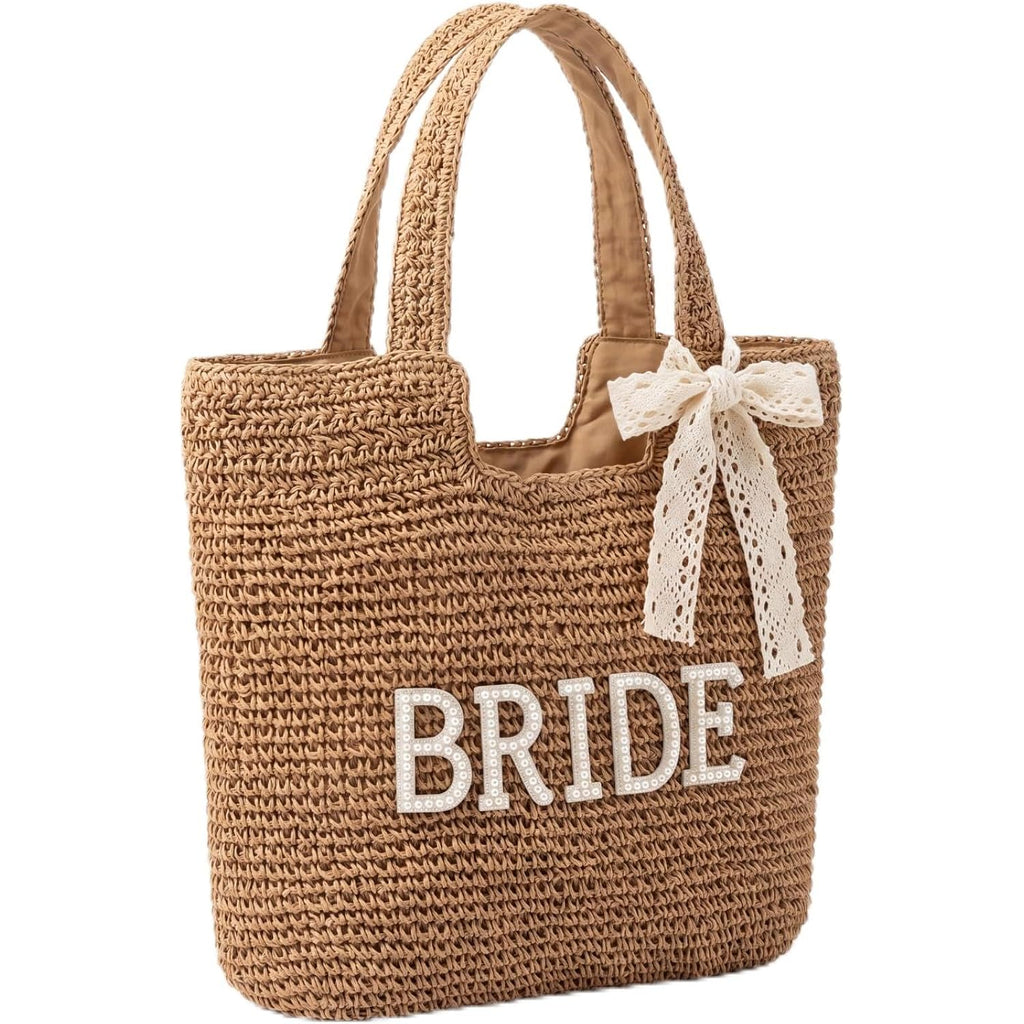 Bridal Shower Gift, Bride Tote Bag, Straw Purse, Honeymoon Beach Bag For Bride To Be, Bachelorette Wedding Gifts