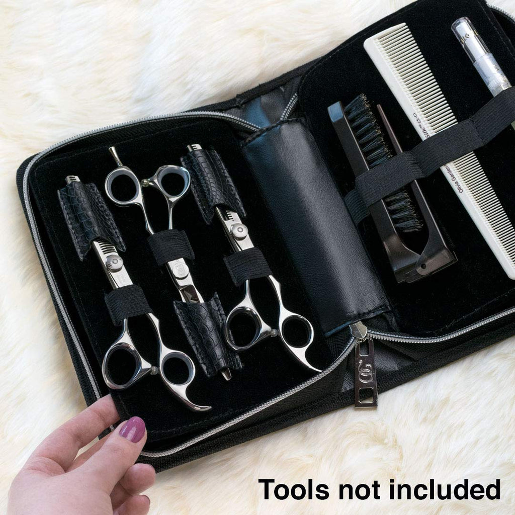 Olivia Garden Shear Case With Silkcutpro Shears - Hair Tool Organizer For Combs, Scissors, Barber Supplies - Holds 9 Shears - Professional Hairstylist Travel Bag