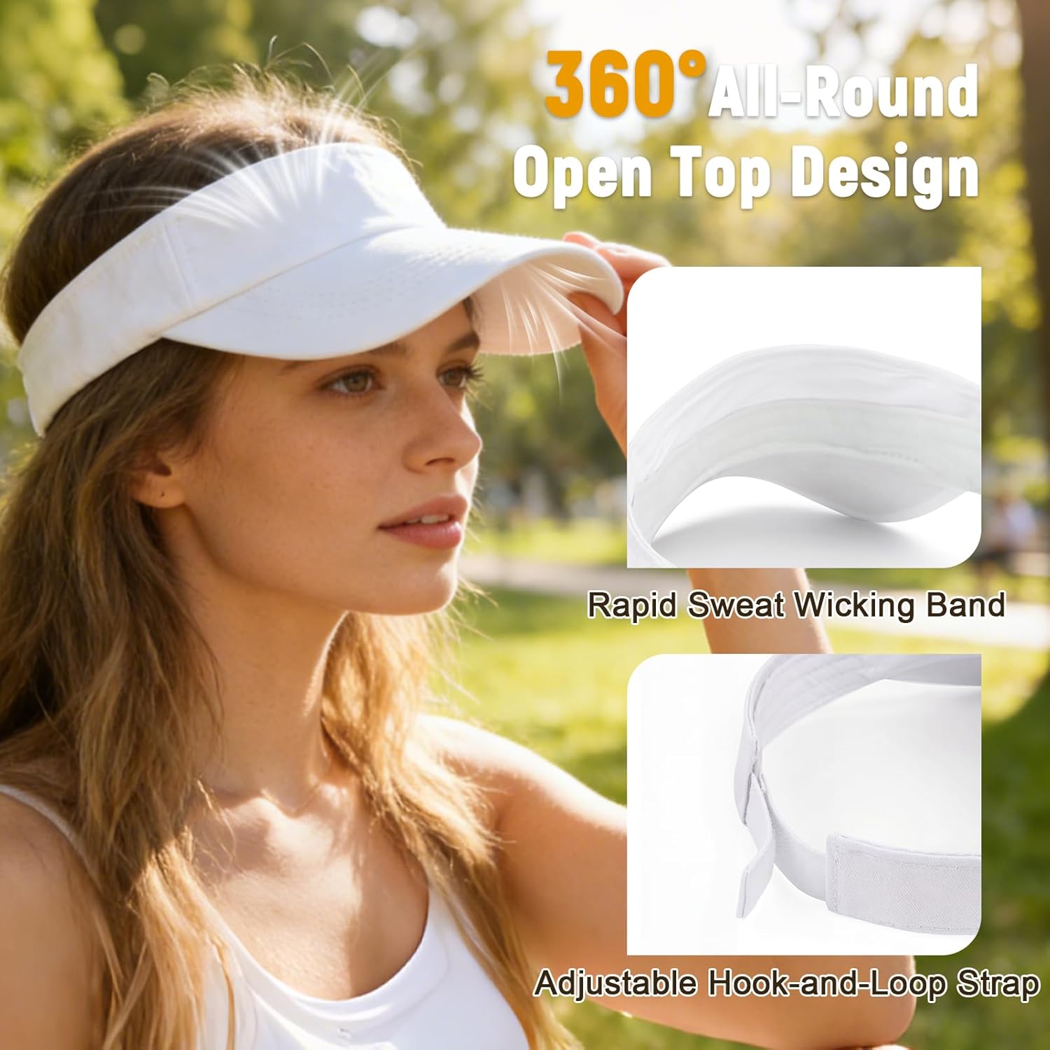 Comfortable Breathable Sun Visors for Women-Cotton Structured Brim Pontail Visor Hats for Casual,Walking,Beach