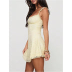 Floerns Women'S Summer Mini Dress Floral Lace Sleeveless Vacation Cute A Line Dresses