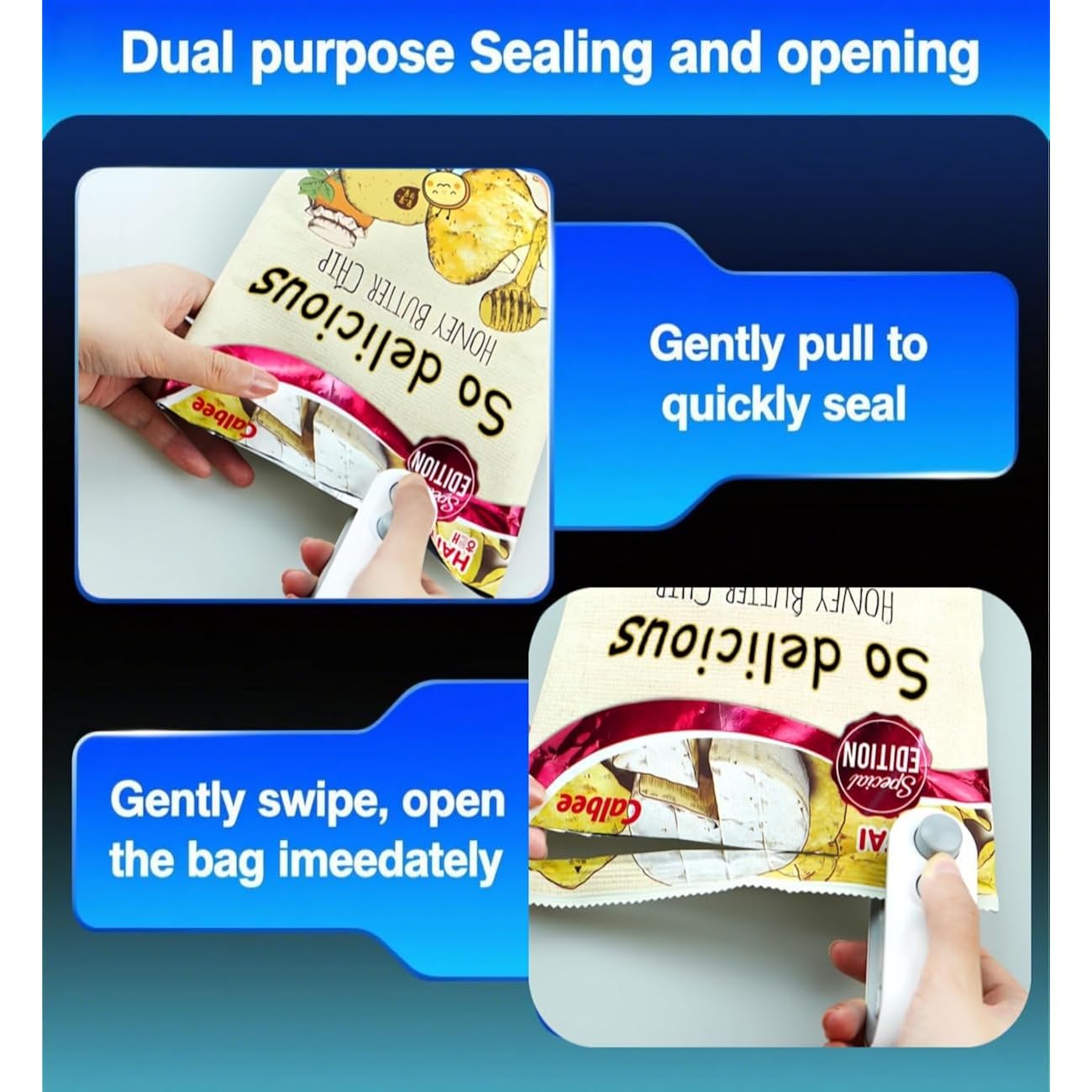 Mini Bag Sealer With Cutter And Magnet, 2 In 1 Rechargeable Vacuum Sealer Bag Heat Seal Machine With Sealer&Cutter For Plastic/Chip/Vacuum Sealer Bags (White 2.0)