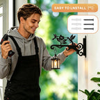Elegant Bird Pattern Wall Hooks - 10/12/14 Inch Metal Plant Hangers For Indoor & Outdoor - Rust-Resistant Bracket For Plants, Feeders, Chimes, Lanterns (2, Black, 10 Inch)