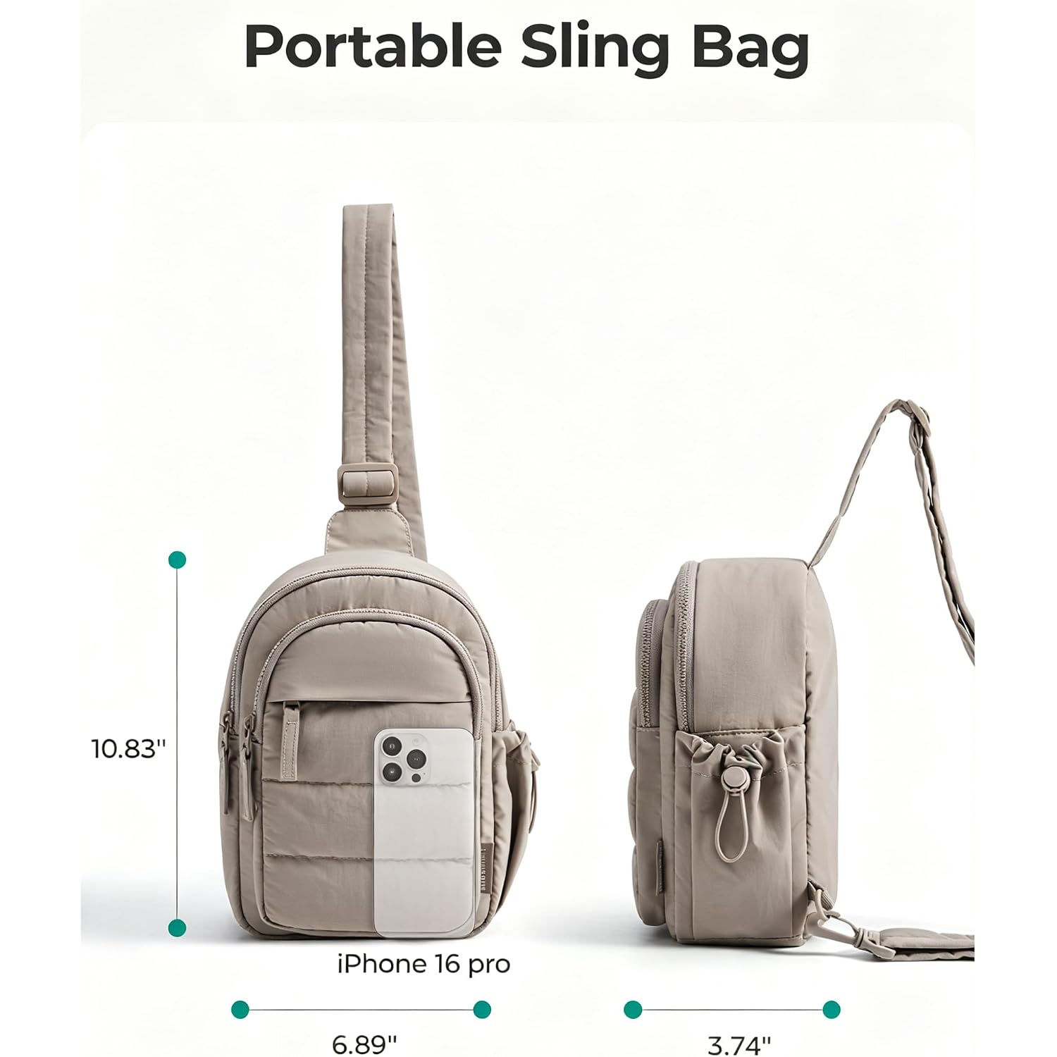 Bagsmart Small Sling Bag For Women, Puffer Crossbody Bag Purses Hobo Handbag Fanny Packs For Travel Hiking