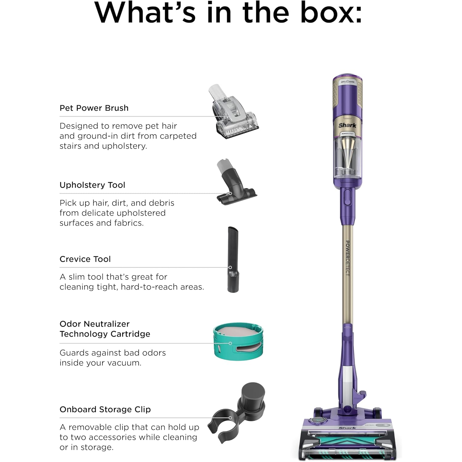 Shark Powerdetect Ultra-Light Corded Stick Vacuum With Duoclean Technology, Self-Cleaning Brushroll For No Hair Wrap, Anti-Allergen Complete Seal & Odor Neutralizer Technology, Eggplant, Hz4002