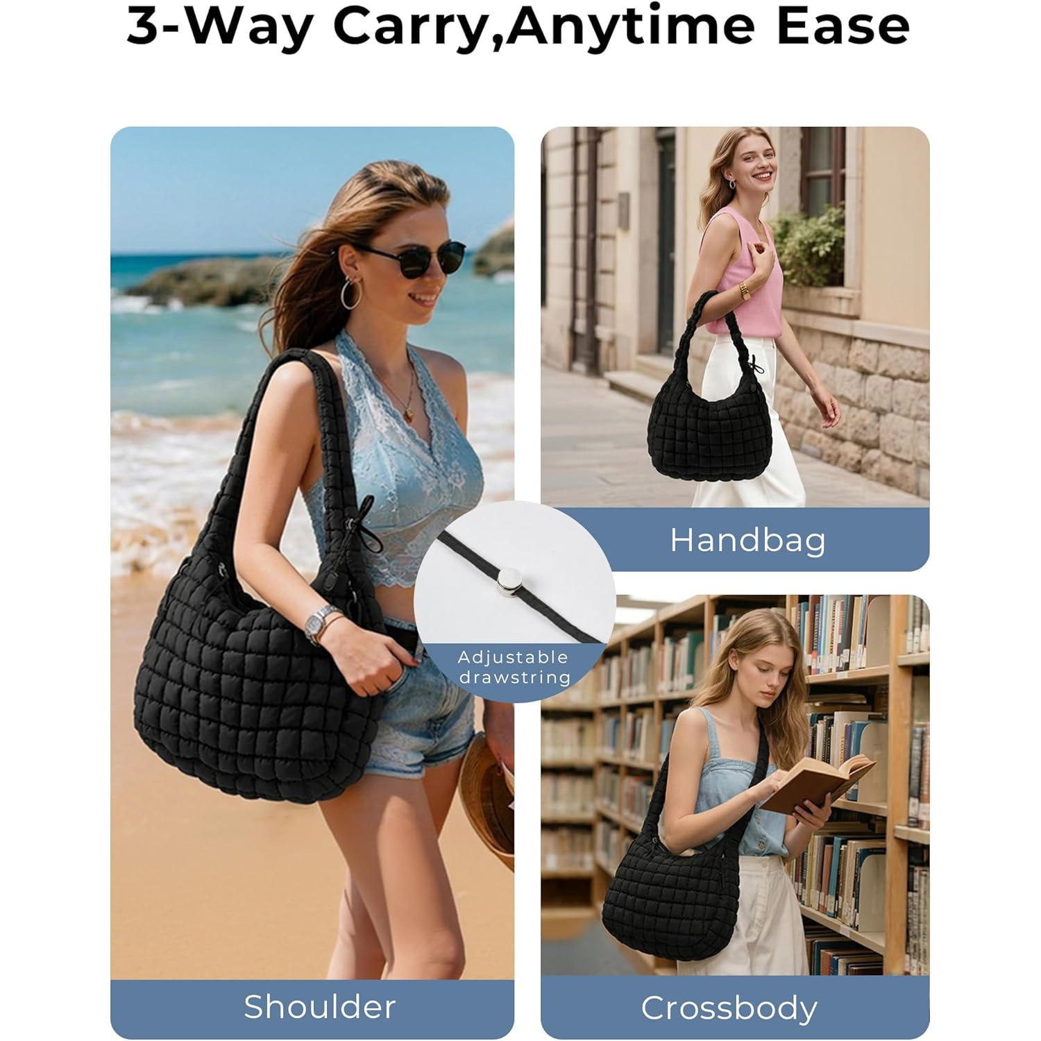 Puffer Quilted Tote Bag for Women