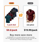 Swisswell 5 Pack Mens Polo Shirts Short Sleeve With Pocket Performance Golf Polos For Men Casual Collared Athletic T-Shirt