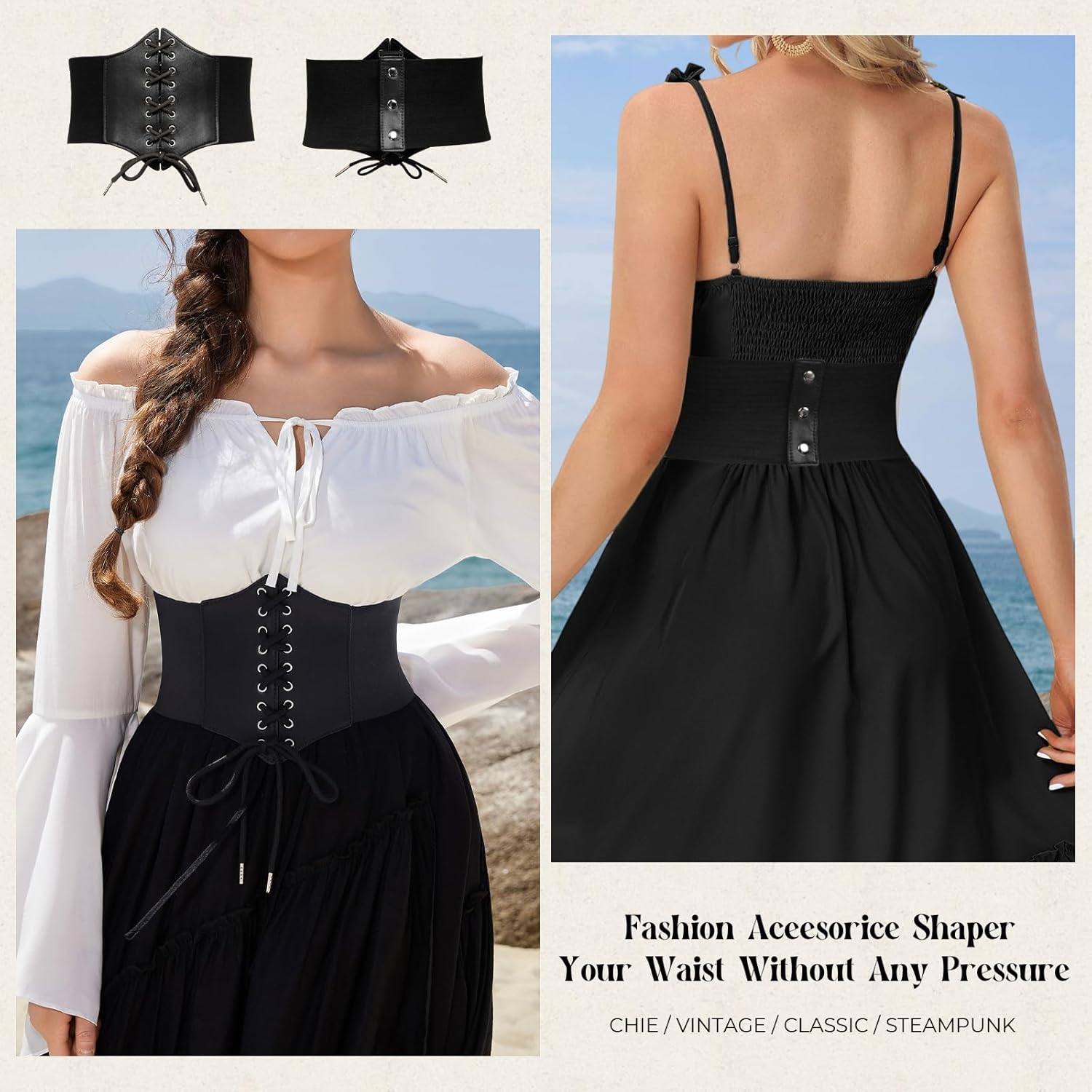 GRACE KARIN Lace-up Cinch Belt Tied Corset Elastic Waist Belt