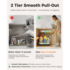 2-Pack 2-Tier Height Adjustable Under Sink Organizer & Storage | Multi-Purpose Storage For Kitchen & Bathroom Cabinet. Large Black Shelf, Height Adjustable Design For Space-Saving.