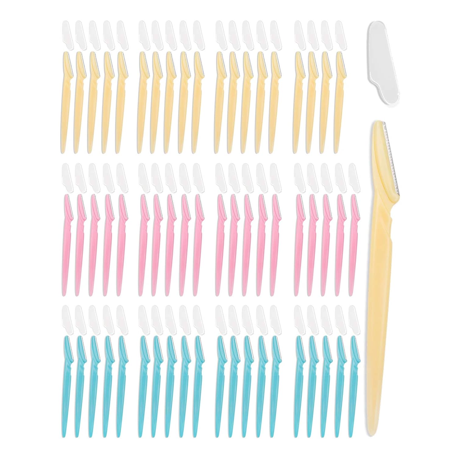 MoHern Dermaplane Razor, 60 Pcs Face Razors for Women and Men, Multipurpose Eyebrow Razor, Dermaplaning Tool for Face by MoHern, Multi-Color (60 Pcs)