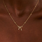 Thaivor Mothers Day Gifts - Necklace for Women Dainty Bow Necklace 14K Gold Plated Cute Choker Small Pendant Charm Necklaces Teen Gift Trendy Stuff Personalized Jewelry Gifts