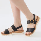 Ubfen Womens Low Wedge Walking Sandals With Arch Support | Open Toe Sandals Adjustable Instep And Ankle Straps For Summer Everyday Outfits, Travel,Vacation