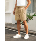 Rqp Mens Cotton Linen Shorts Casual Drawstring 7Inch Inseam Shorts Stretch Summer Beach Wear