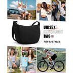 Crossbody Sling Bag for Women Men Trendy, Crescent Bag with Adjustable Strap, 2 Zippers Lightweight