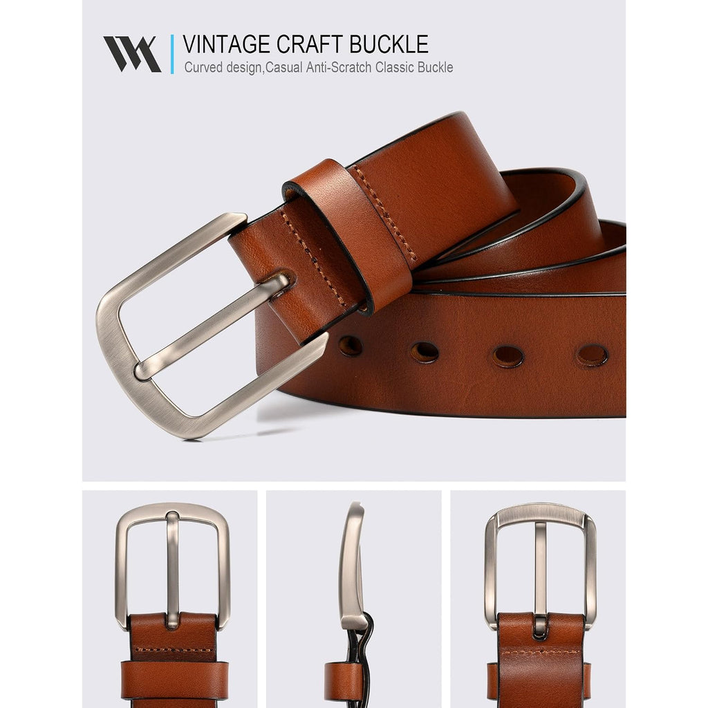 Wolfant 1.5" Top Full Grain Leather Belt For Men In Gift Box,100% Italian Real Solid Leather
