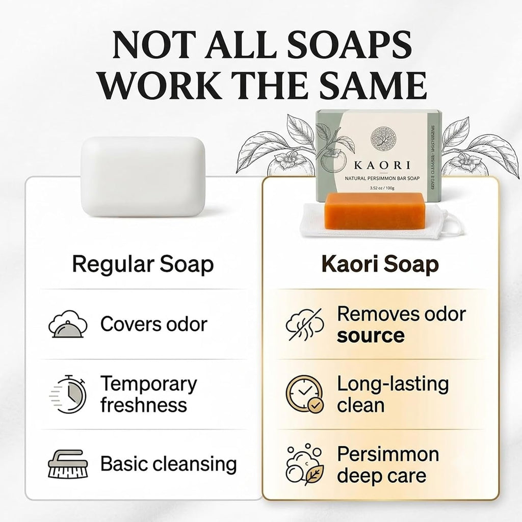Kaori Persimmon Soap For Old People Smell, With Persimmon Extract Soap, Leaves Skin Feeling Fresh And Cared For