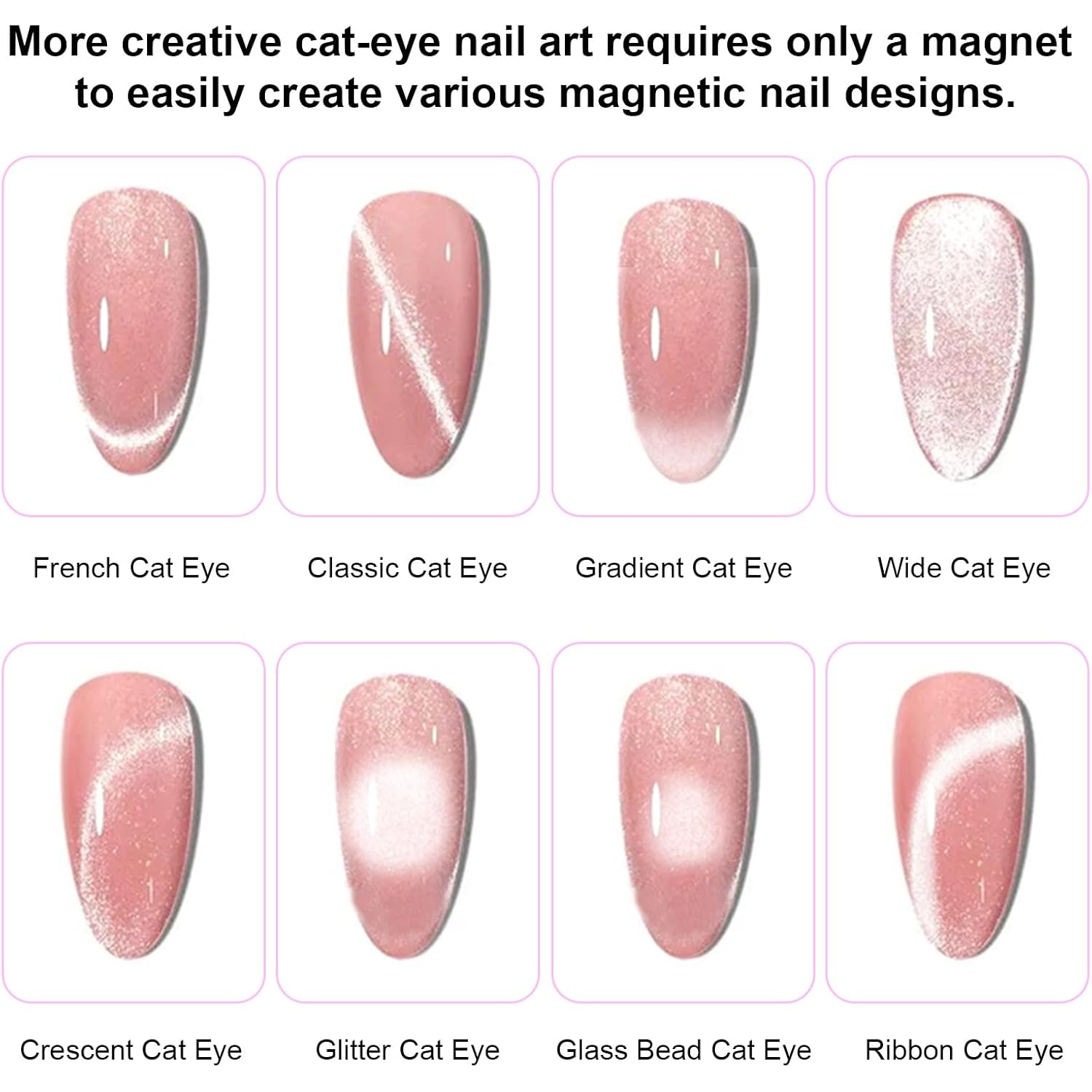Double-Ended Cat Eye Magnet, Multifunctional Dual Head Nail Magnet Design Tool Stick with 8mm & 10mm Round Magnetic Beads for Cateye Gel Polish for DIY Art at Salon or Home