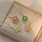 Necklace for Women Gold Flower Fidget Necklace Rotatable Crystal Silver Blossom Pendant Necklaces Adjustable Spinning Fidget Necklaces Redbud Flower Choker Funny Gift Jewelry