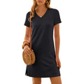 Summer Dress for Women 2026 Beach Vacation Clothes Short Sleeve V Neck Casual T Shirt Sundresses Travel Holiday