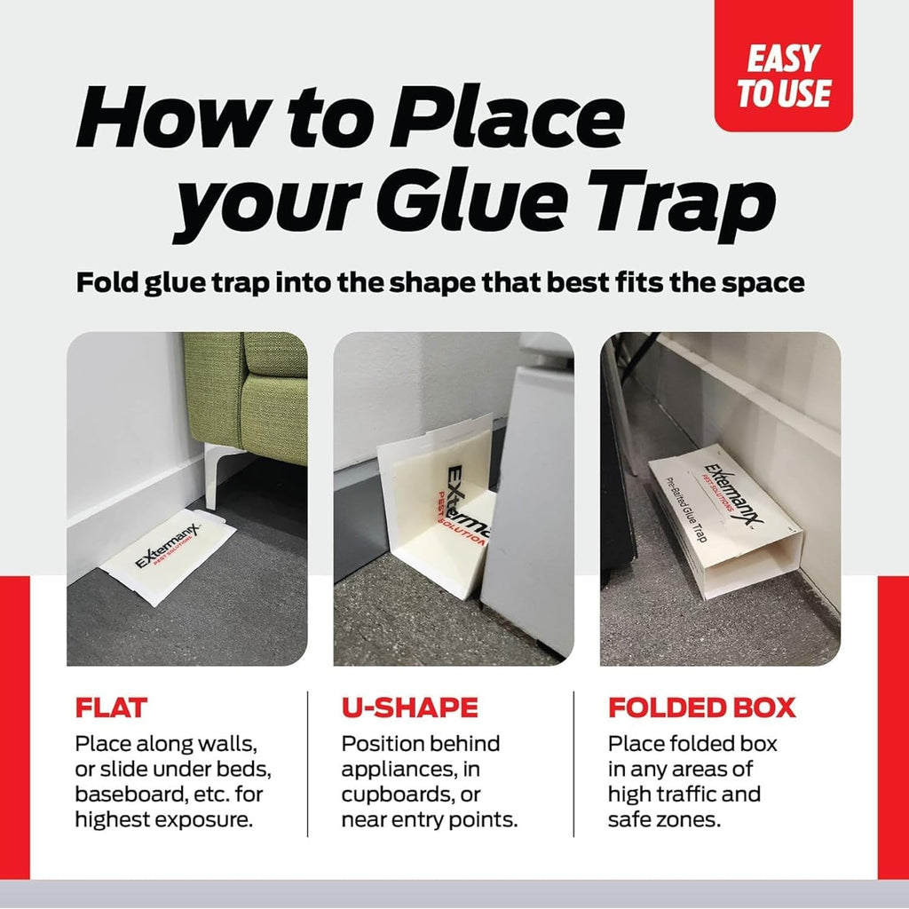 Glue Traps For Mice & Bugs – Safe Around Children & Pets – Strong Adhesive Glue For Bugs, Insects & Cockroaches – Easy To Use & Clean – Sticky Glue Traps For Indoor Use (12 Pack)