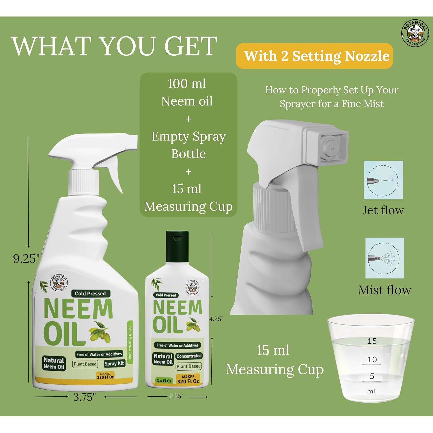 Neem Oil Spray For Plants (Makes 320 Fl Oz)- Pure Cold Pressed Neem Oil | Indoor & Outdoor