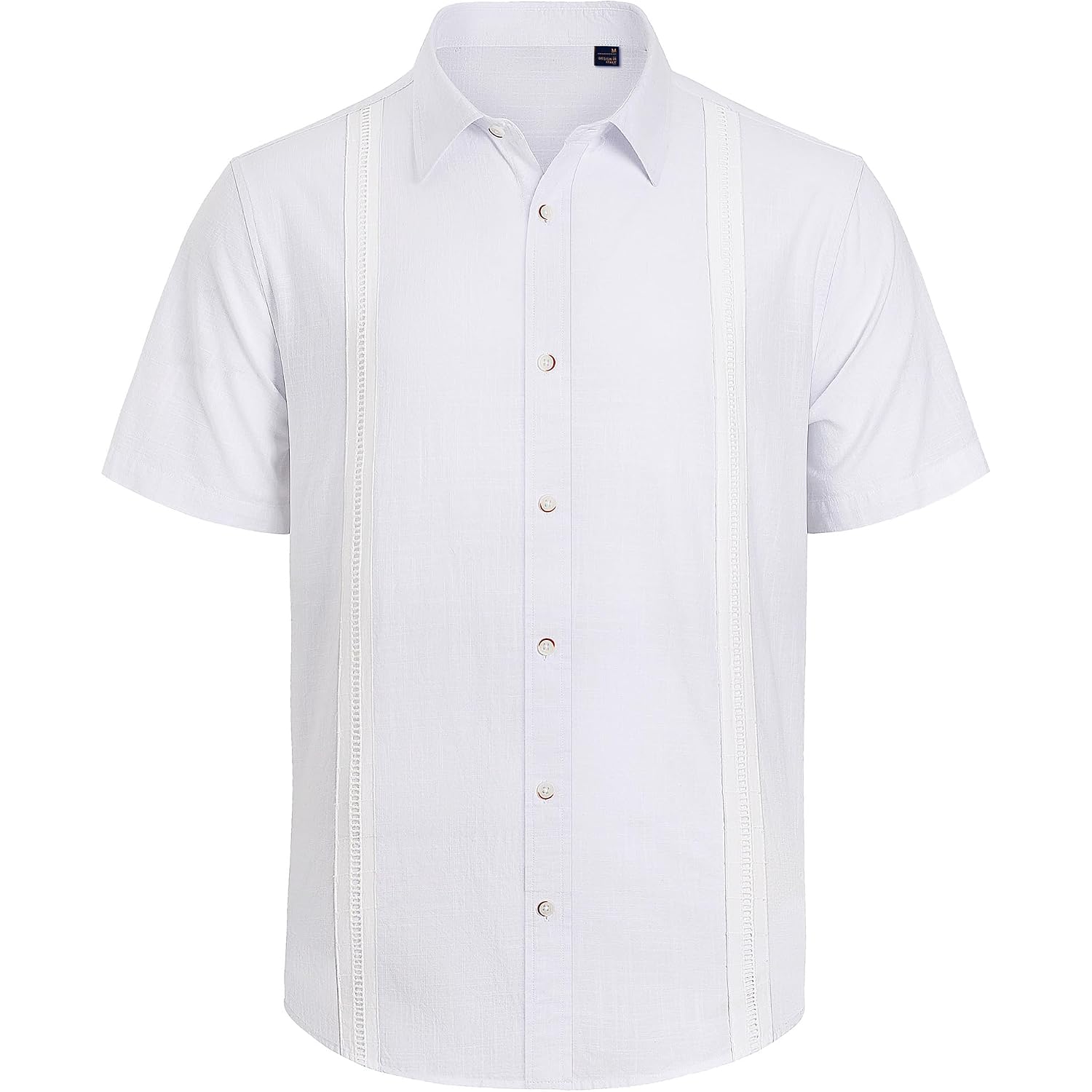 Mens Linen Shirts Short Sleeve Button Down Shirt Casual Cuban Guayabera Lightweight Summer Beach Solid Tops