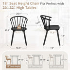 Lue Bona Black Dining Chairs Set Of 4, Farmhouse Wood Dining Chairs With Semicircular Backrest, Spindle Dining Chair For Kitchen And Dining Room, 18 Inch