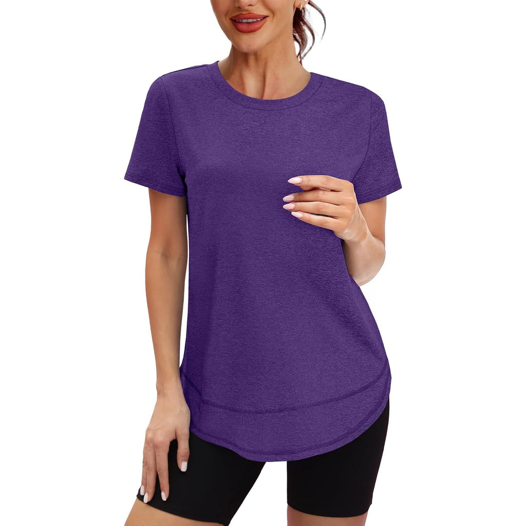 Xieerduo Womens Workout Tops Short Sleeve Shirts Sun Protection Upf 50+ Quick Dry Outfits For Hiking Running S-3Xl