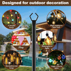 Ailbton 10Ft String Light Poles 4 Pack,Light Poles For Outside Lights,Outdoor With Fence Brackets Hanging Lights,Metal Stand Deck Patio Backyard