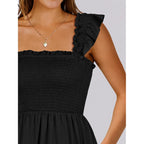 Anrabess Women'S Summer Casual Sleeveless Square Neck Dress 2026 Smocked Ruffle Backless Boho Beach Cute Teen Short Sundress