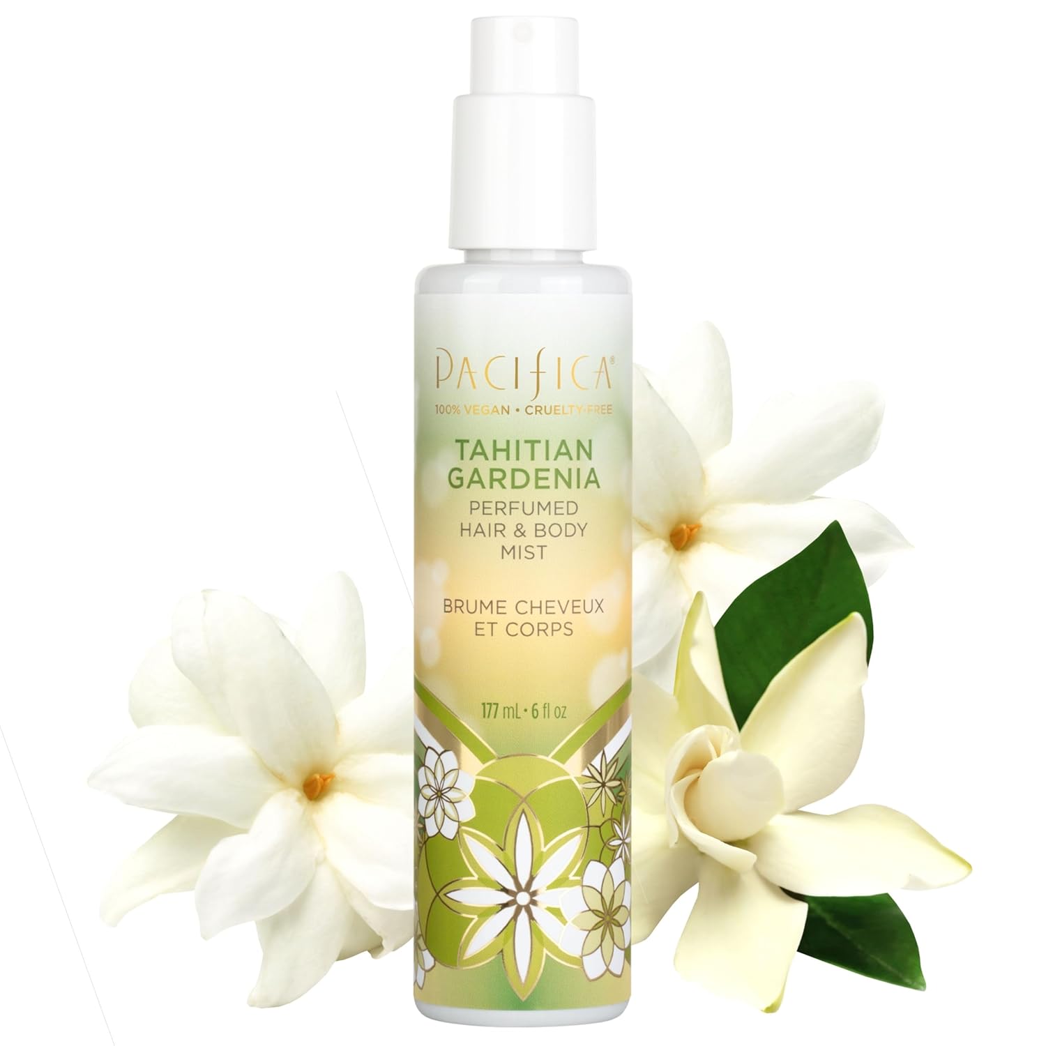 Pacifica Tahitian Gardenia Hair Perfume & Body Mist for Women — Alcohol-Free Hair & Body Spray, Floral Gardenia Perfume, Vegan & Cruelty-Free, Clean Fragrance, 6 Fl Oz