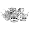 Cuisinart 17-Piece Stainless Steel Cookware Set, Chef's Classic Steel Collection with Pure Aluminum Core for Quick and Even Heat, Cool Grip Handles, Dishwasher Safe, 77-17N