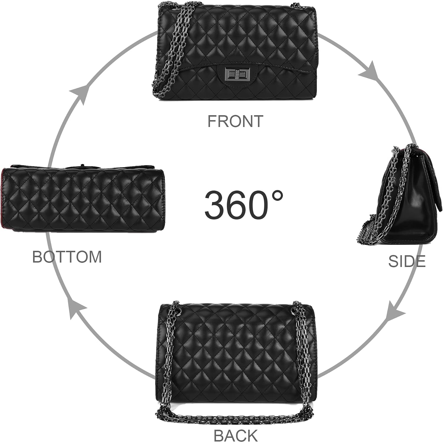 Gladdon Quilted Crossbody Purse for Women Trendy Ladies Shoulder Bag with Chain Designer Purses