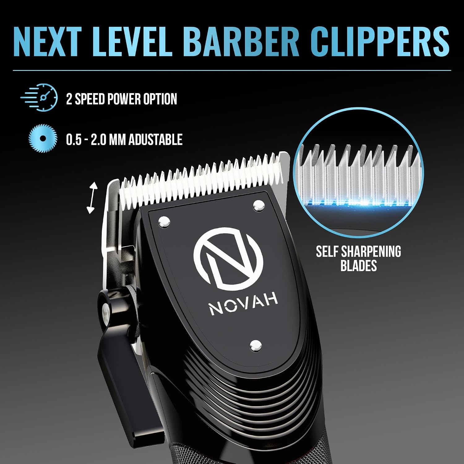 Novah Professional Hair Clippers For Men, Professional Barber Clippers And Trimmer Set, Mens Cordless Clipper, Fade Haircut Kit, Electric Hair Cut Machines