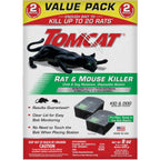 Tomcat Rat & Mouse Killer, Child & Dog Resistant, Disposable Station, 8 Oz. | 2 Pre-Filled Ready-To-Use Bait Stations, Indoor And Outdoor Use, Weather Resistant, Easy Monitoring, Value Pack