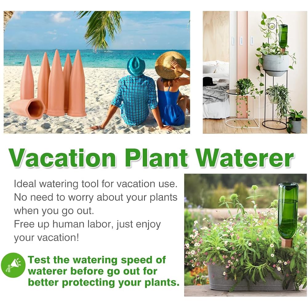 Plant Watering Devices 6 Pack Terracotta Vacation Plant Waterer Wine Bottle Watering Stakes Slow Release Plant Watering Spikes Self Watering Devices For Indoor Outdoor Plants