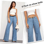 JASGOOD 3/4/5/6 Pack No Show Stretch Belts for Women Invisible Elastic Belt for Jeans Pants Shirt Sweater Tuck Band