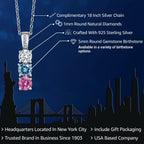 Gem Stone King Customized and Personalized Diamond and 3 Gemstone Birthstone Mother Necklaces In 925 Sterling Silver | 3-Stone Pendant Necklace For Women | Round 5MM | With 18 Inch Silver Chain