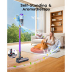 Cordless Vacuum Cleaner 70Min/650W/55Kpa, Self-Standing Vacuum Cleaners For Home With 3.3Ft Hose & Auto Mode, Wall Mount Charging, Stick Vacuums With Fragrance, Dust-Scraper For Hardwood Floor/Car/Pet