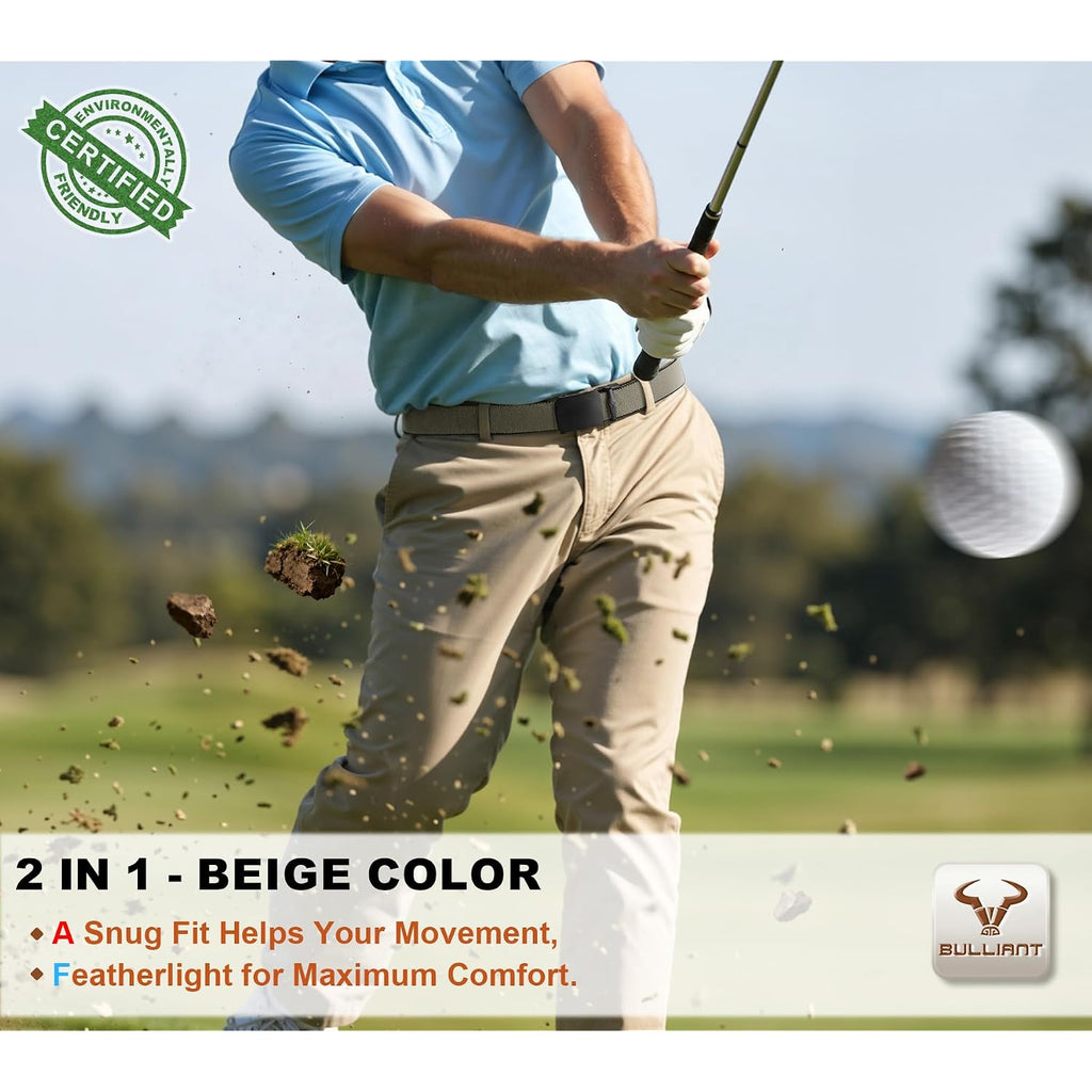 Bulliant Men Belt-Reversible Ratchet Belt Stretchable For Gift Men Work Casual Golf 1 3/8"-Cut For Fit -2 In 1Belt