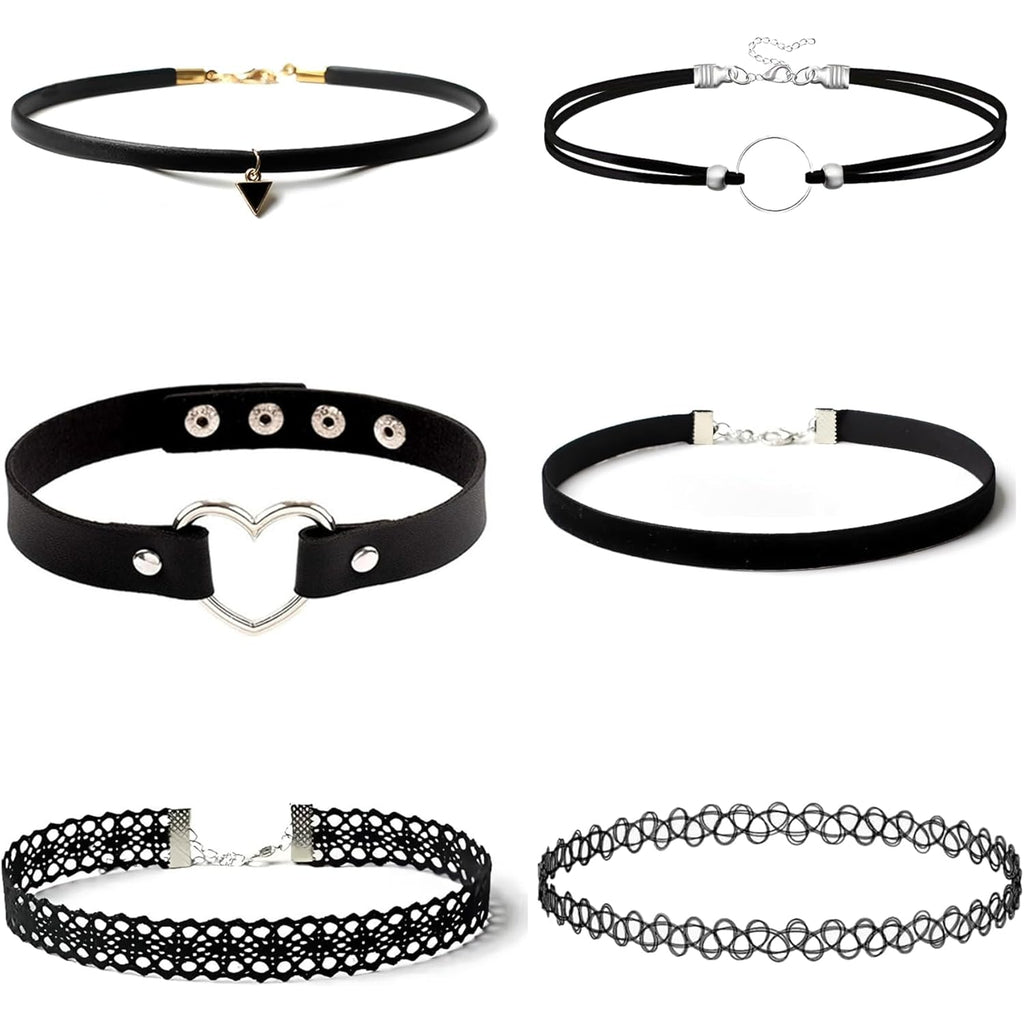 Gothic Choker Necklace for Women 6pcs Black Lace Chokers Set Punk Goth Jewelry Clothes Accessories