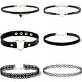 Gothic Choker Necklace for Women 6pcs Black Lace Chokers Set Punk Goth Jewelry Clothes Accessories
