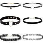 Gothic Choker Necklace for Women 6pcs Black Lace Chokers Set Punk Goth Jewelry Clothes Accessories